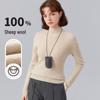 Women's Fine Wool Seamless Knit Shirt, Semi-High Neck Base Layer, Winter Inner Wear