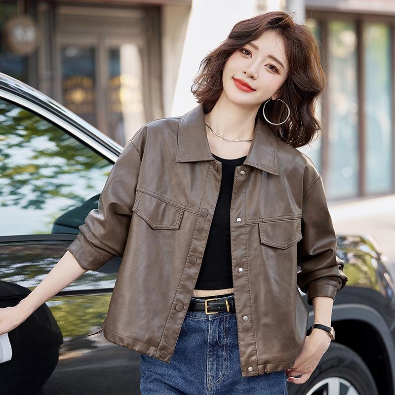 

Куртка из натуральной кожи женская короткая корейская модная и уменьшающая возраст овчинная кожаная куртка женская пальто 2XL