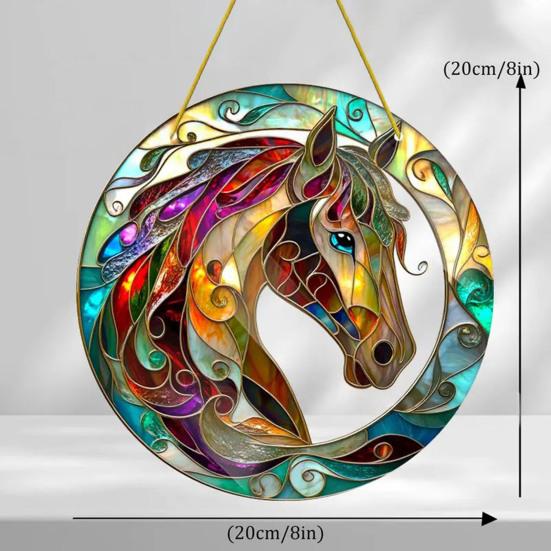 Acrylic Horse Suncatcher Stained Glass Effect Window Hanging Ornament Equestrian Gifts for Mom Grandma Women Horse Lovers