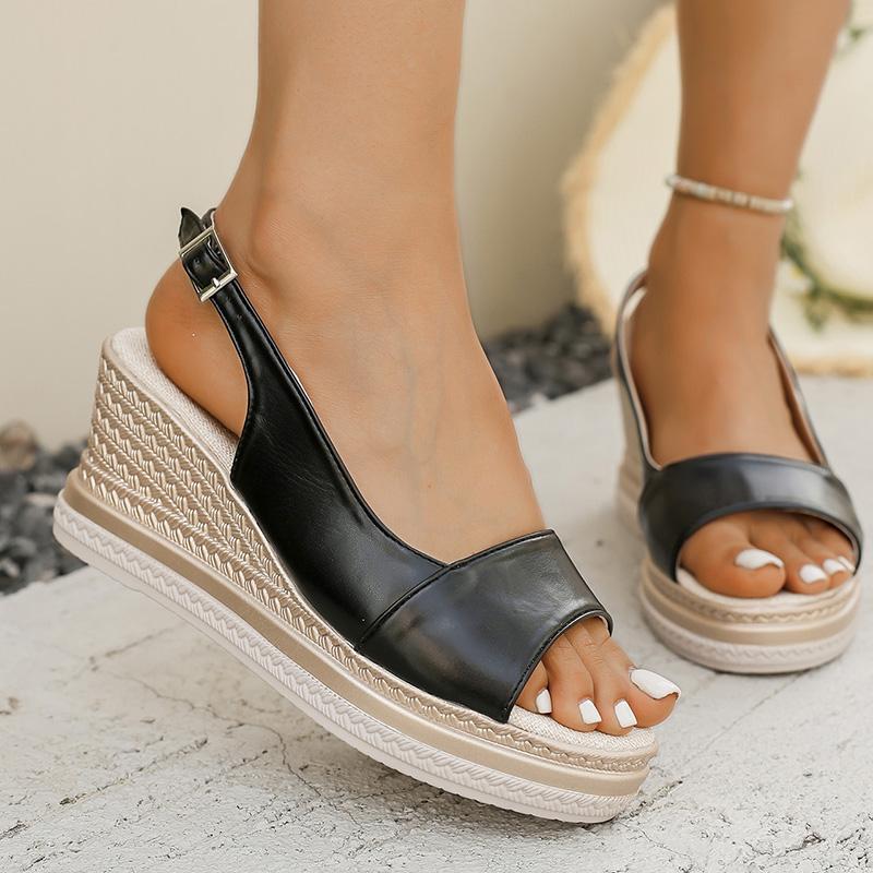 Fashion Summer Women Sandals Back Strap Wedges Sandals Women 2025 Plus Size Thick Bottom Sandles Woman High Heel Platform Casual Sandals