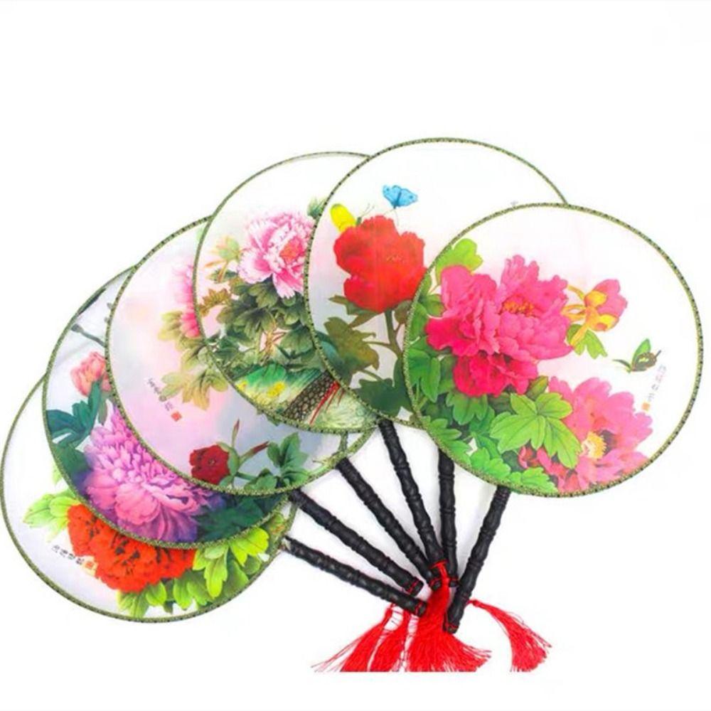 Handmade Classical Round Fan Tassel Design Prop Fan Creative Antique Dance Fan  Dance