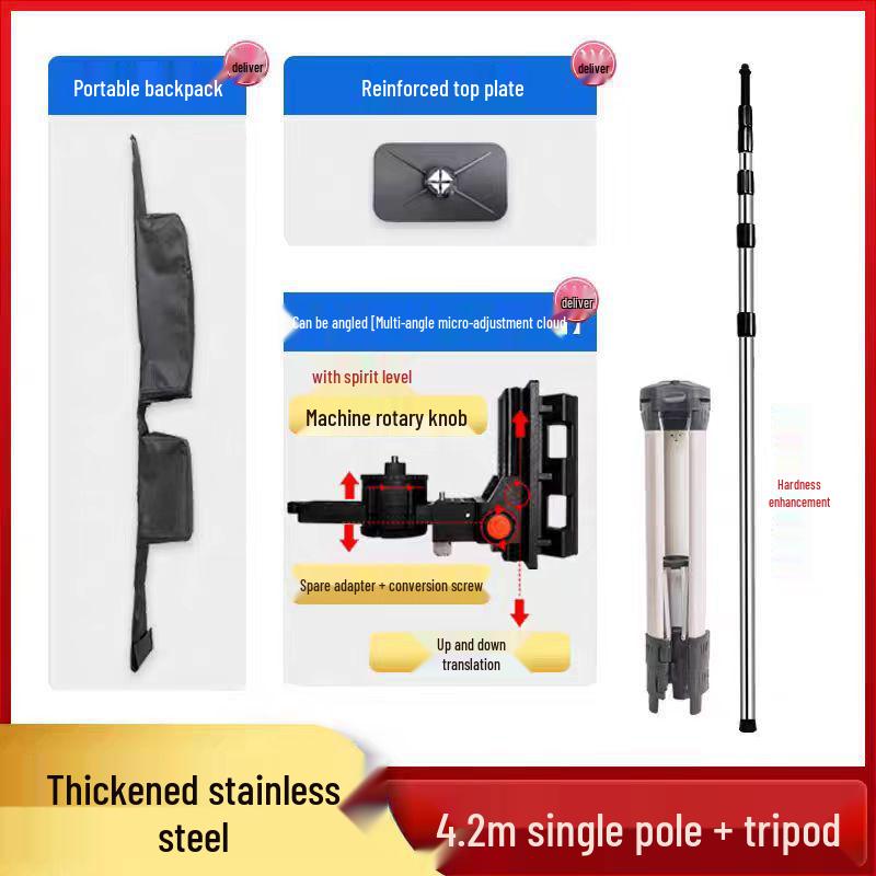Telescopic Pole Support Bracket with Infrared Water Level and Universal Tripod Accessories