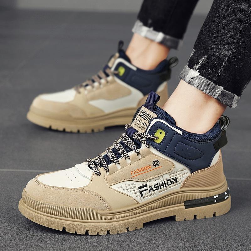 High-top tooling shoes men's Martin shoes autumn and winter men's shoes leather surface casual sports trendy shoes men