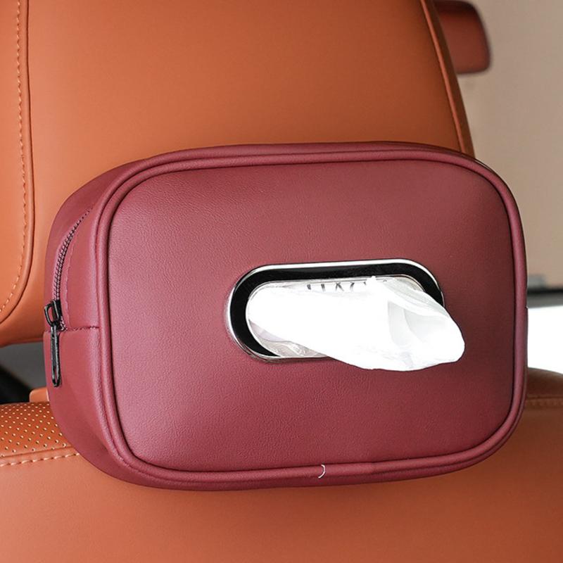 Leather Strap-Type Hanging Car Tissue Case Napkin Holder Multifunctional Armrest Seat Back Paper Organizer for Home Hotels Use