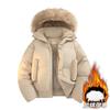Unisex Winter Thick Cotton Puffer Jacket With Detachable Faux Fur Hooded Collar Oversized Fit Men Women