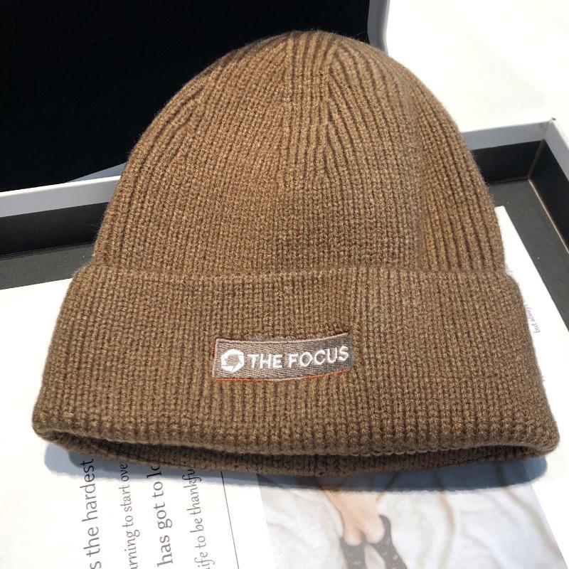 Autumn and Winter Korean Style Fashion Knitted Warm Wool Hat for Men and Women Couple Street Versatile White Women Winter Cold Hat