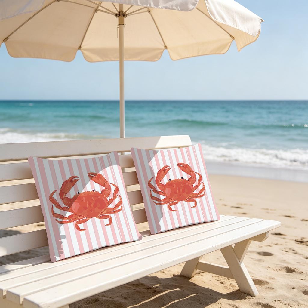 1pc Crab, Lobster, Scallop Print Polyester Pillowcase Home Decor Pillowcase Car Sofa Cushion Cover Home Decor 45x45cm