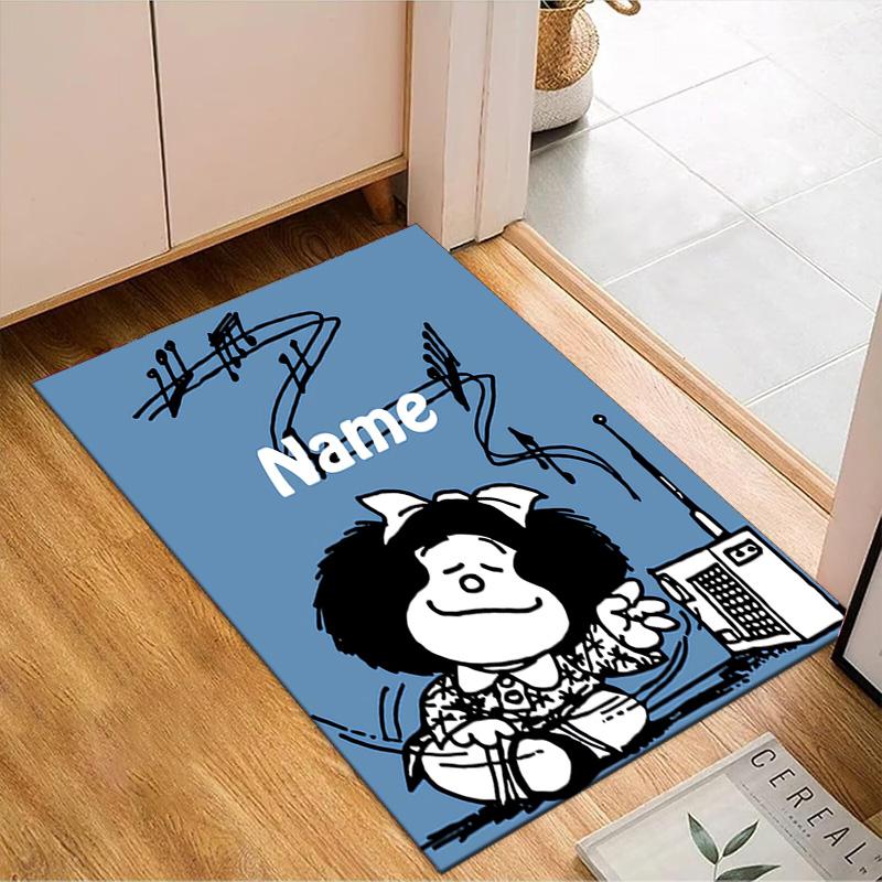 Custom Name Mafalda's Portrait Rug Game Carpet, Floor Mat for Bedroom Living Room Entryway Rug, Home Decor Idea Gift for Christmas Birthday