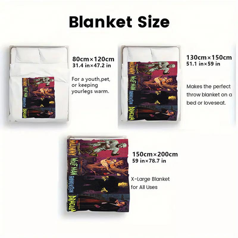 Horror movie characters 2D Flat Pattern Flannel Blanket High quality All Seasons Warmth and Comfort Perfect for Christmas Gifts.NMT0928317