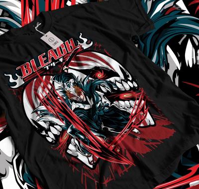 Maglietta Bleach Ichigo Kurosaki Luna Kawai anime manga maglietta nera kenpachi 046