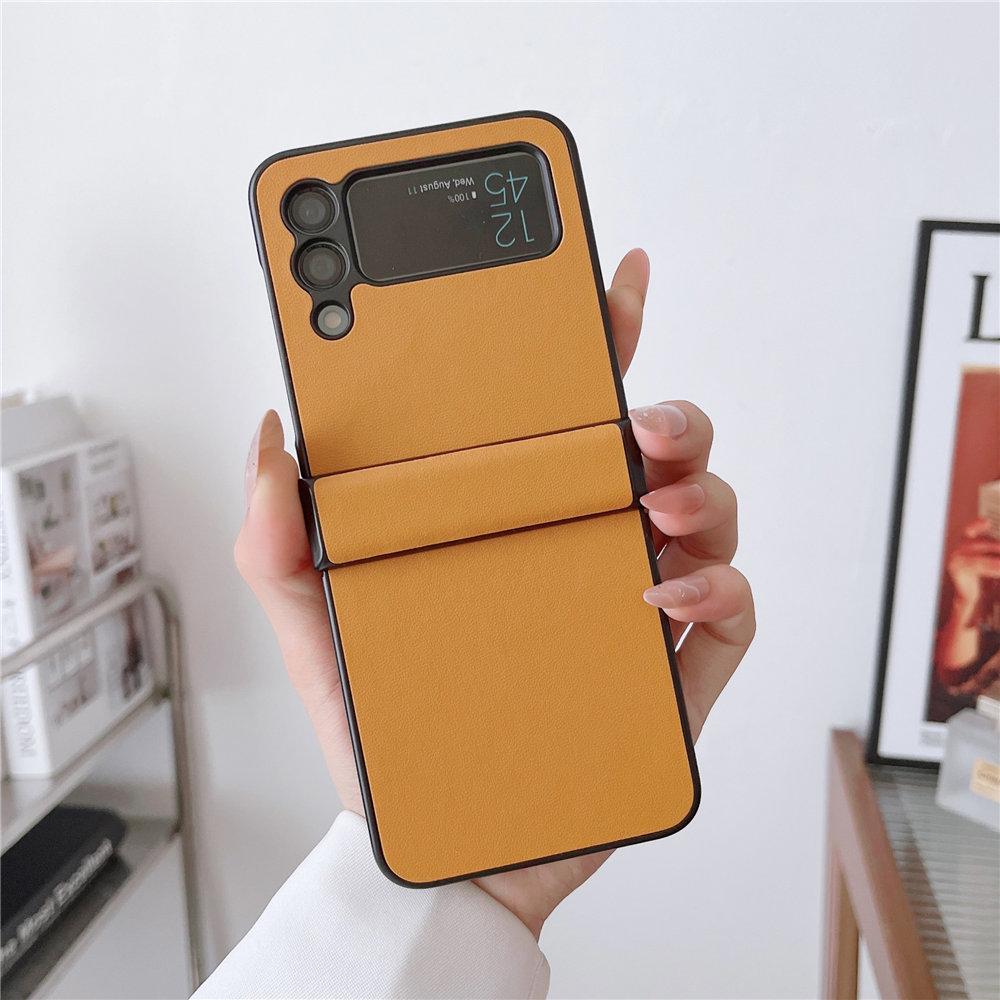 Ultra-thin Leather Hinge Case For Samsung Galaxy Z Flip 6 Flip 5 Flip 4 3 Shockproof  Cover Fundas