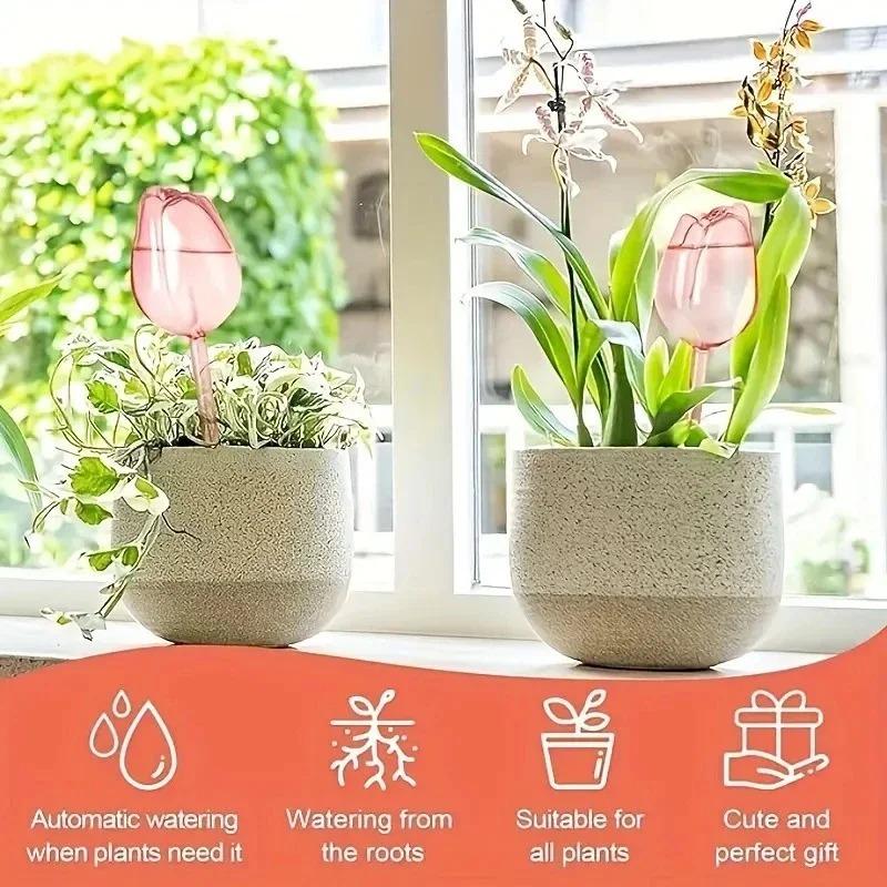 Plant Watering Globes Planter Insert Spikes Devices Large Flower Shape Automatic Plastic Self Drip Indoor Outdoor Tool