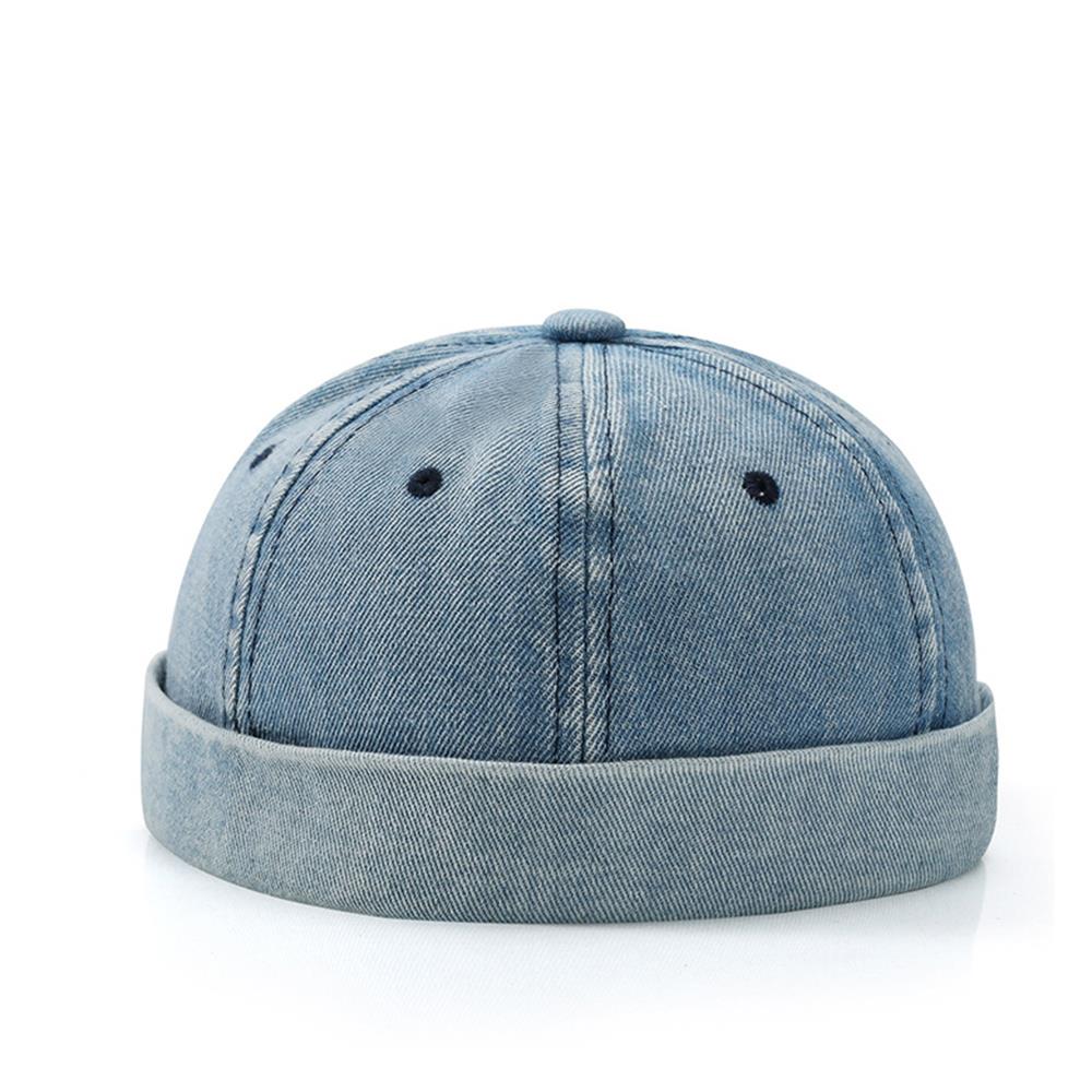 Unisex Denim Beanie Hats Dome Melon Hip Hop Caps Brimless Hat Vintage Streetwear Skullcap Bonnet Docker Cap Adjustable Dad Hat