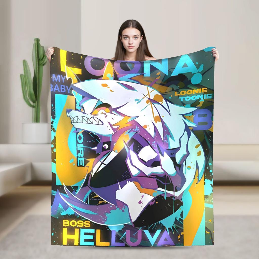 Soft Warm Blanket Decorative Helluva Boss Loona Throw Blanket  Flannel Bedspread For Outdoor Aesthetic Sofa Bed Cover