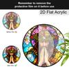 Acrylic Jesus Christ with Crown of Thorns Suncatcher, Stained Glass Effect Window Hanging Ornament for Religious Christian Decor Gifts