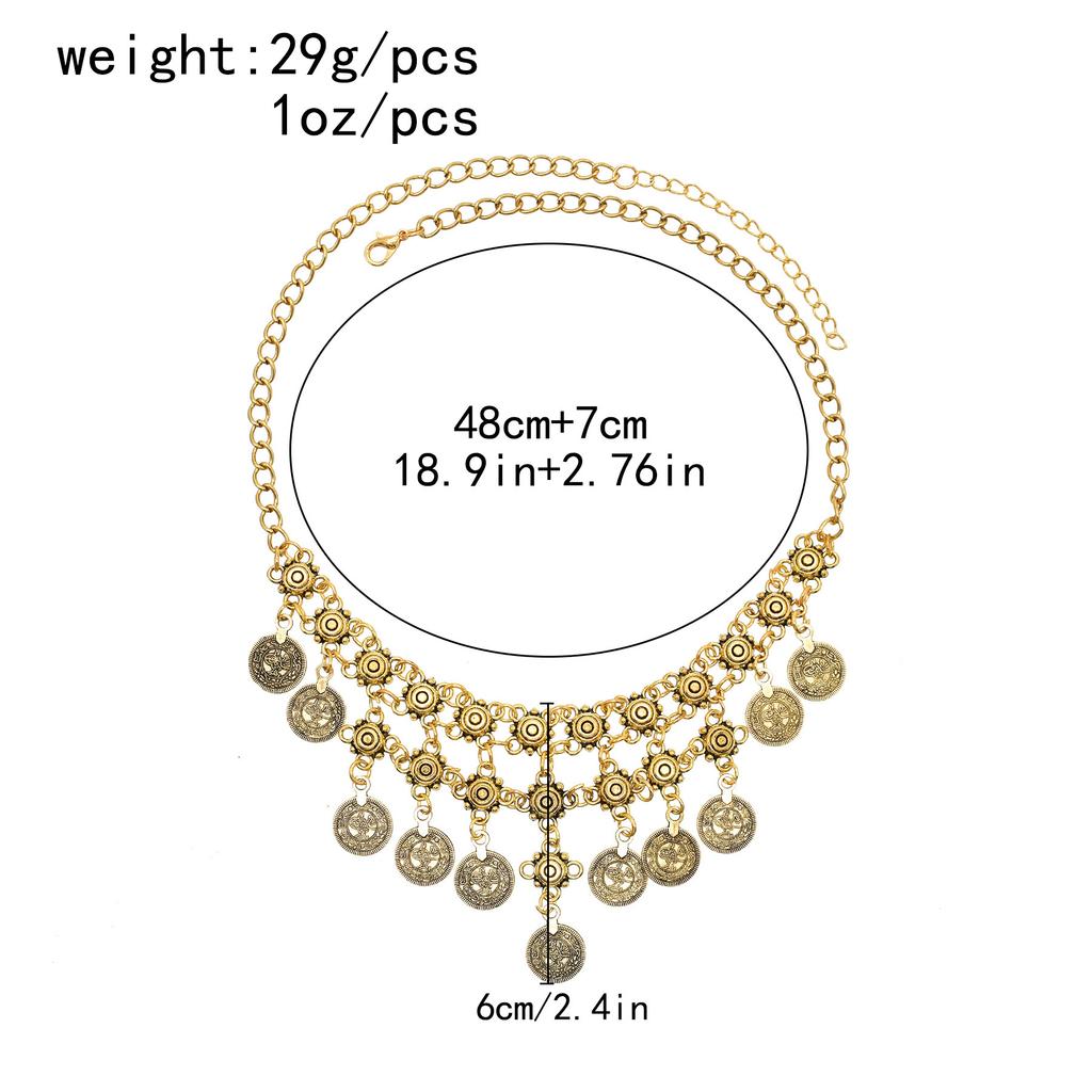 Vintage Headgear Exotic Hair Accessories Necklace Multi-purpose Ethnic Style Alloy Coins Tassel Forehead Chain