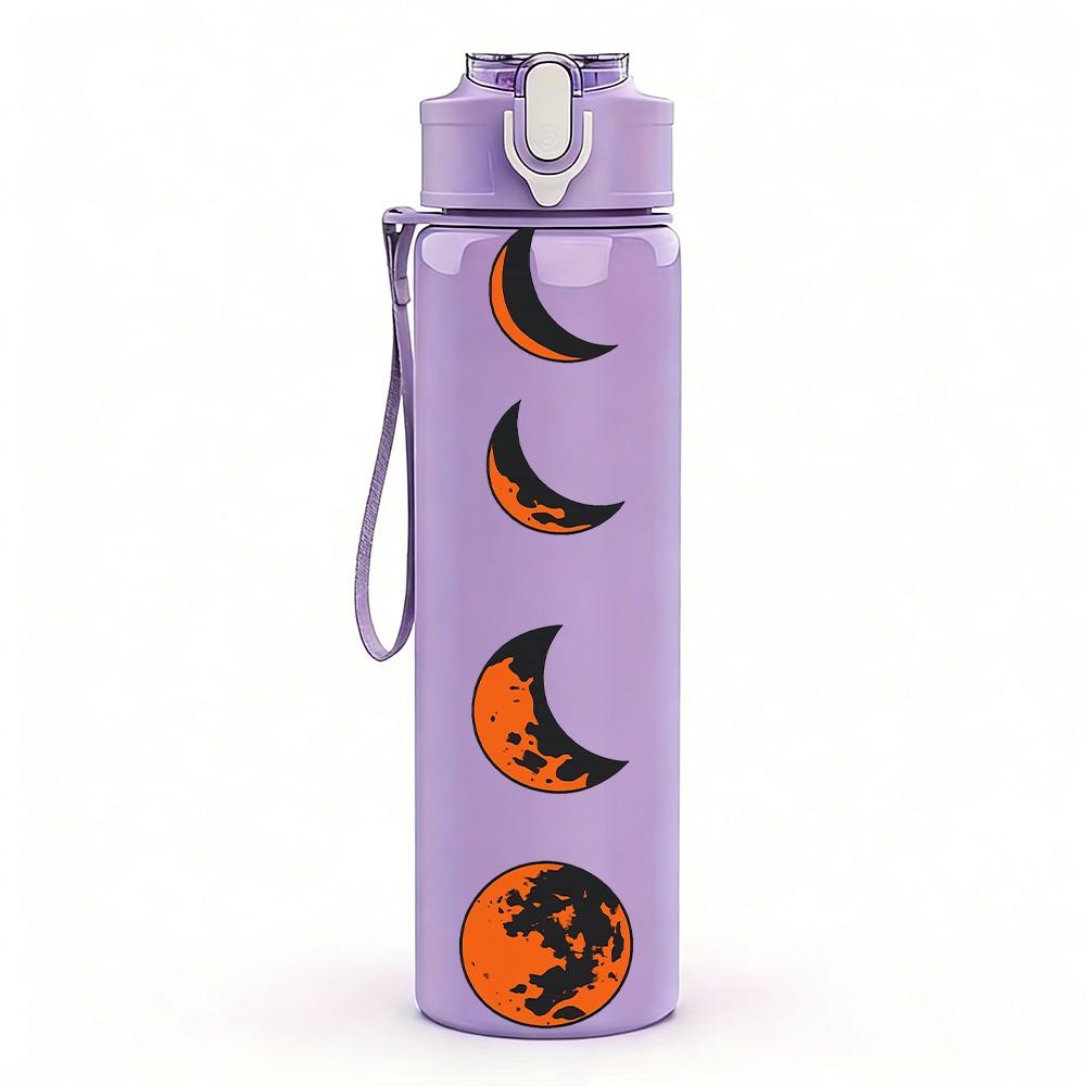 1PC Lunar Phase Moon Cycle Art 750ml Color Plastic Sports Water Bottle Leakproof Flip Straw Lid Suitable for Sports Office Home Use