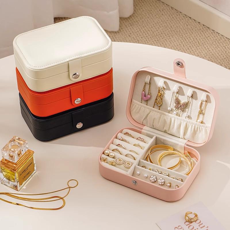 Large Capacity PU Travel Jewelry Storage Box for Earrings & Necklaces