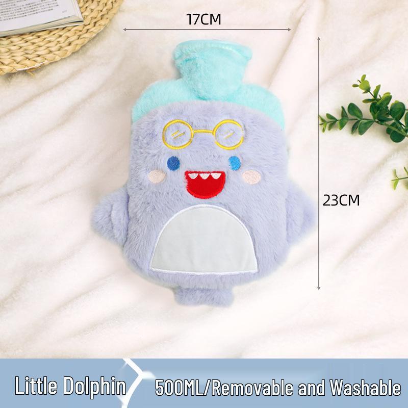 Bouteille d'eau chaude d'hiver en peluche épaisse: Anti-Explosion, Design Mignon Dessin Animé, Chauffe-Mains Portable pour Étudiants