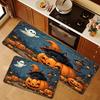 huaqianguhh 2Pcs/Set Halloween Kitchen Rugs, Anti Slip Absorbent Floor Mats, Pumpkin Black Cat Ghost Designs, Decorative Rugs for Living Room Bathroom
