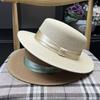 Hepburn French Flat Top Straw Hat Women's Seaside Vacation Visor Breathable Sunscreen Hat