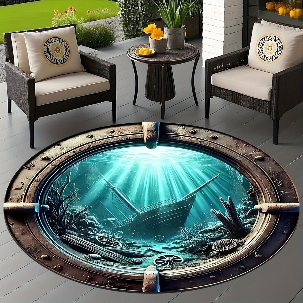 2D Interstellar Travel Stargate Print Round Rugs Carpet Child Room Floor Mats Playroom Upholstery Living Room Bedroom Gaming Rug
