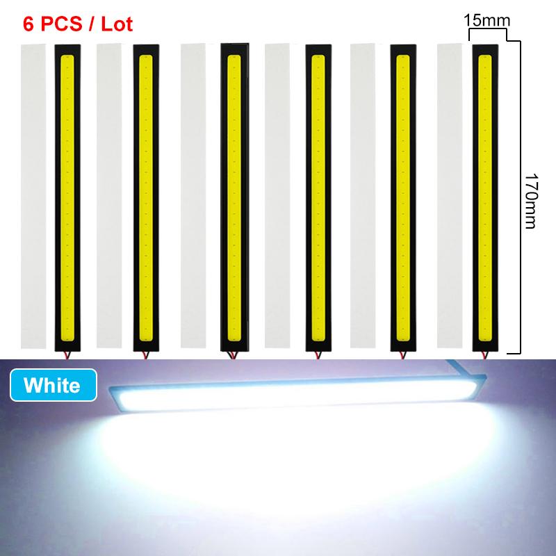 6 PCS Super Bright 17CM LED COB Fog Bulbs Car DRL LED Strip Daytime Running Lights bar 12V 6500K Auto Interior Styling Lamp