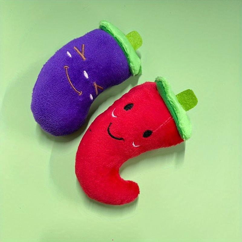2pcs Pets Chew Toy Squeaking Plush Toys Small Chili and Eggplant Dog Interactive Toys Pet Products Birthday Gifts for Small Dogs