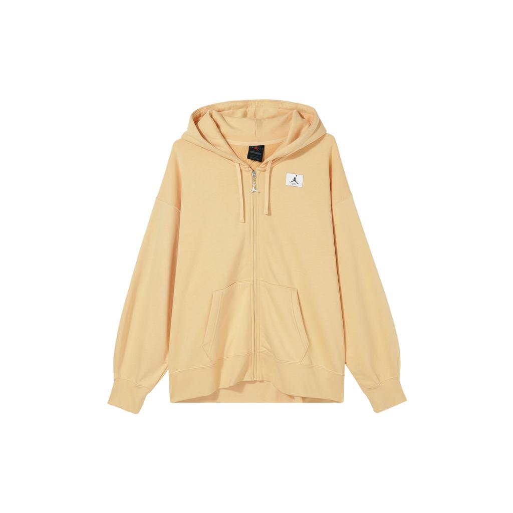 Jordan Embroidered Logo Drawstring Hooded Zip Jacket Women Jacket Orange DZ3360-251