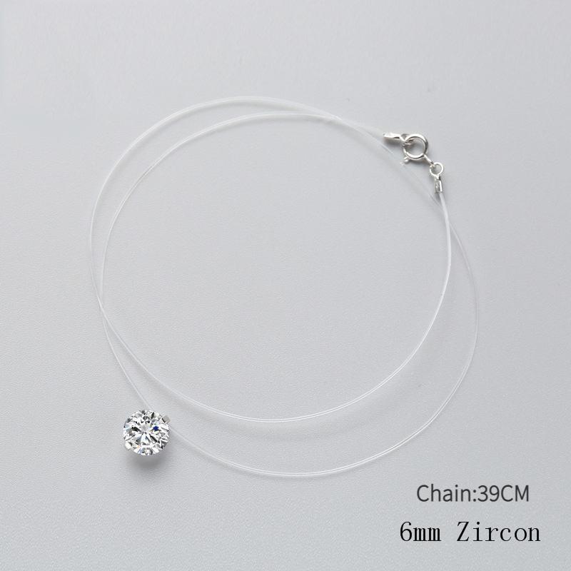 

925 пробы стерлингового серебра циркон кристалл жемчуг кулон колье прозрачная леска ювелирные изделия для женщин