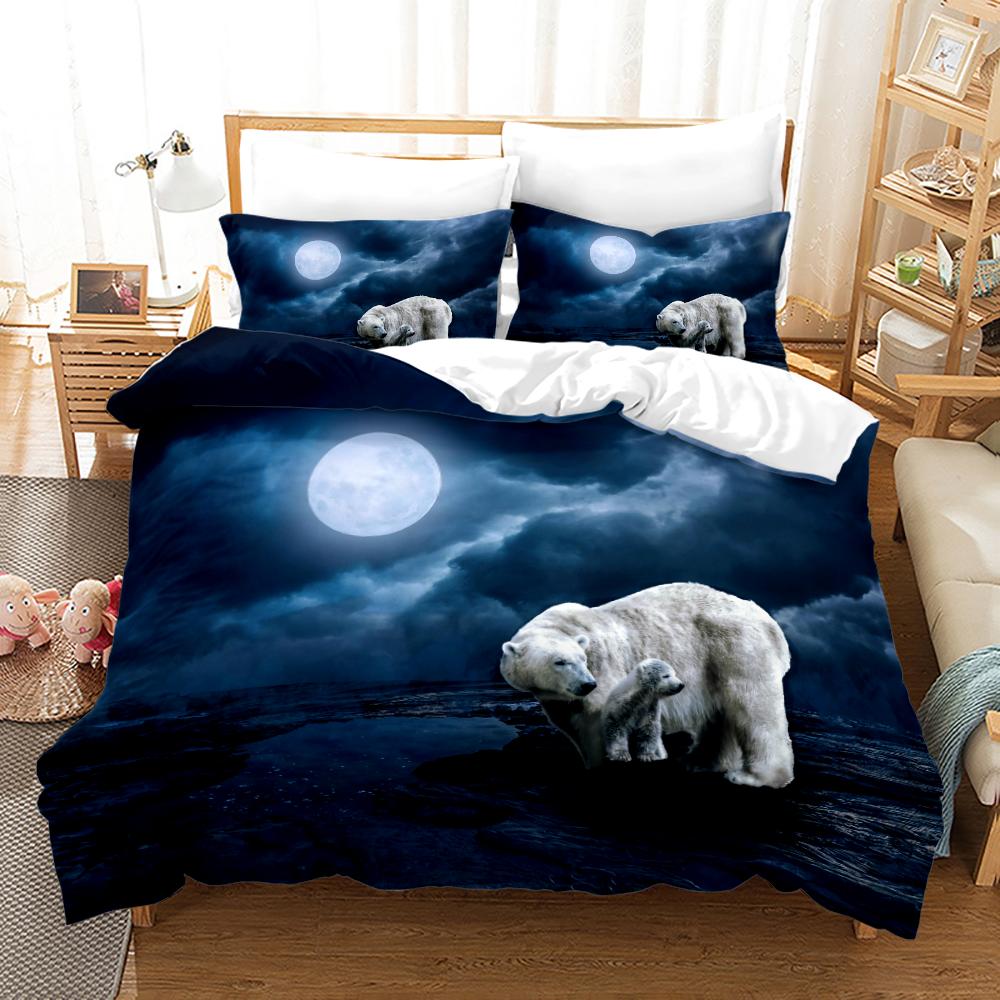 3D Teddy Bear Bedding Set White Polar Bear Bed Linen Teens Women Single Twin Queen King Full Size Duvet Cover 2/3pcs Bedclothes