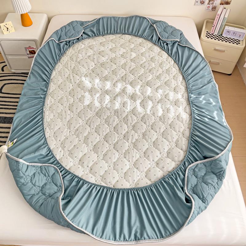 Cloud Cotton Skin-Friendly Thickened Fitted Sheet: Solid Color, Pure Cotton, Non-Slip, Machine Washable.