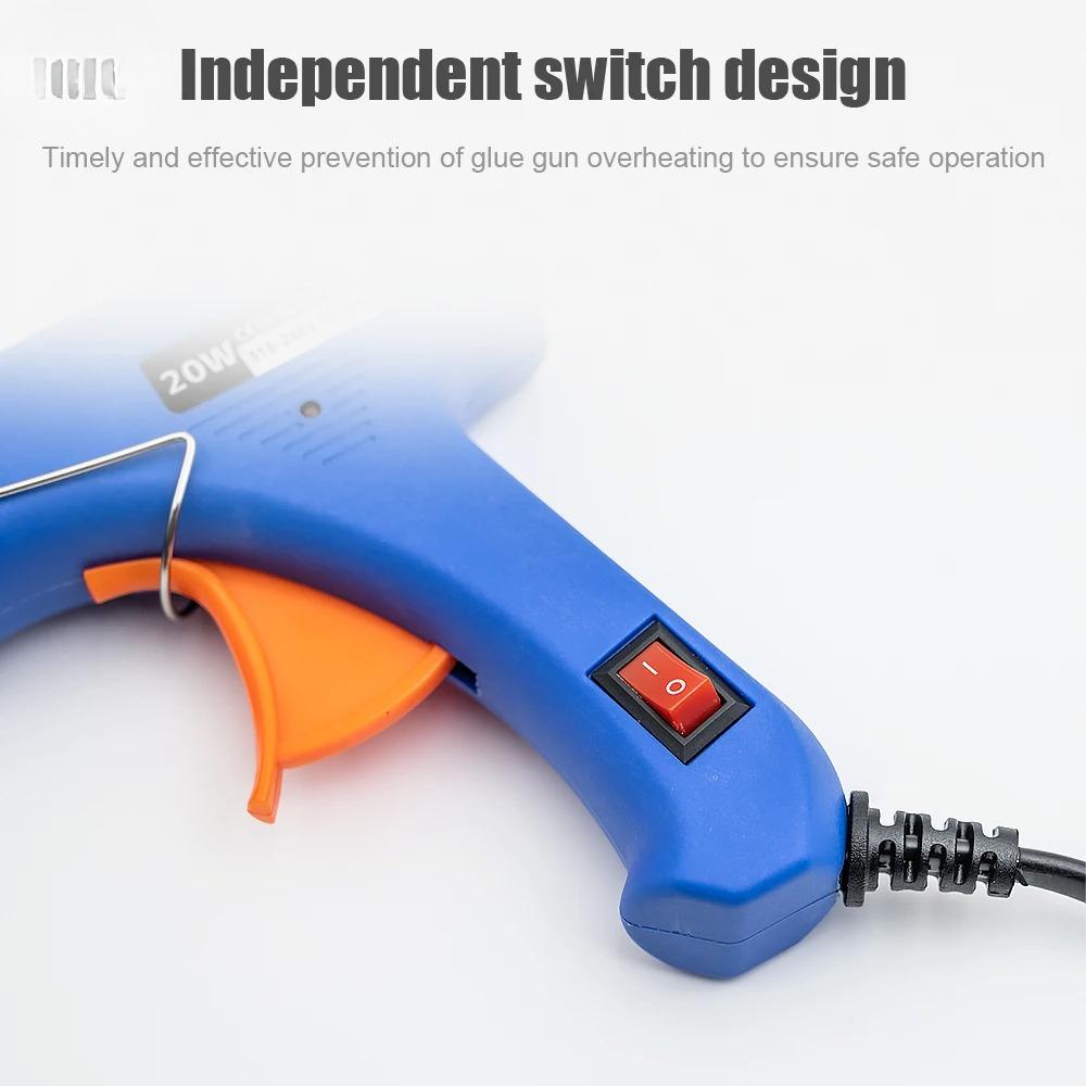 20W with Switch Suit 7mm Glue Stick Hot Melt Glue Gun Mini Industrial Adhesive Hot Gun Electric Heat Temperature Gun Repair Too