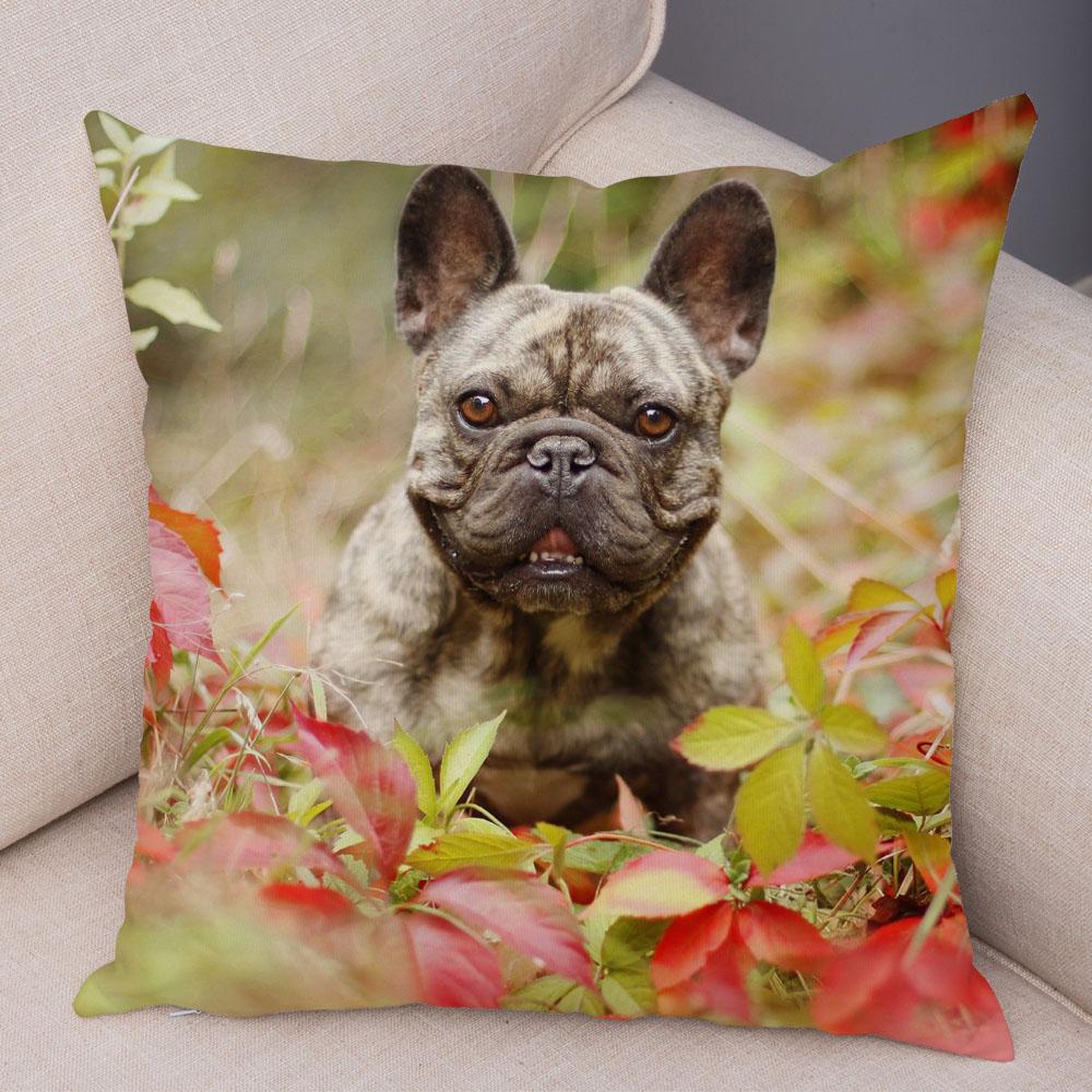 Cute Pet Mini French Bulldog Pillowcase Home Sofa Car Decoration Animal Dog Cushion Cover Printed