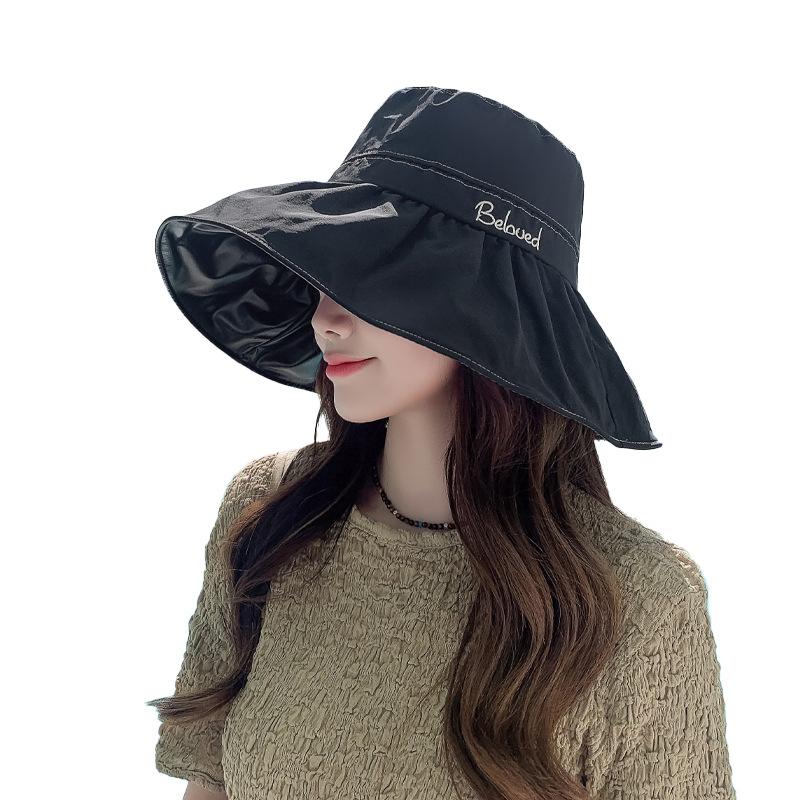 New Hat Women's High Quality Embroidered Letter Vinyl Sunscreen Sun Hat Summer Dayan Beach Sun Hat