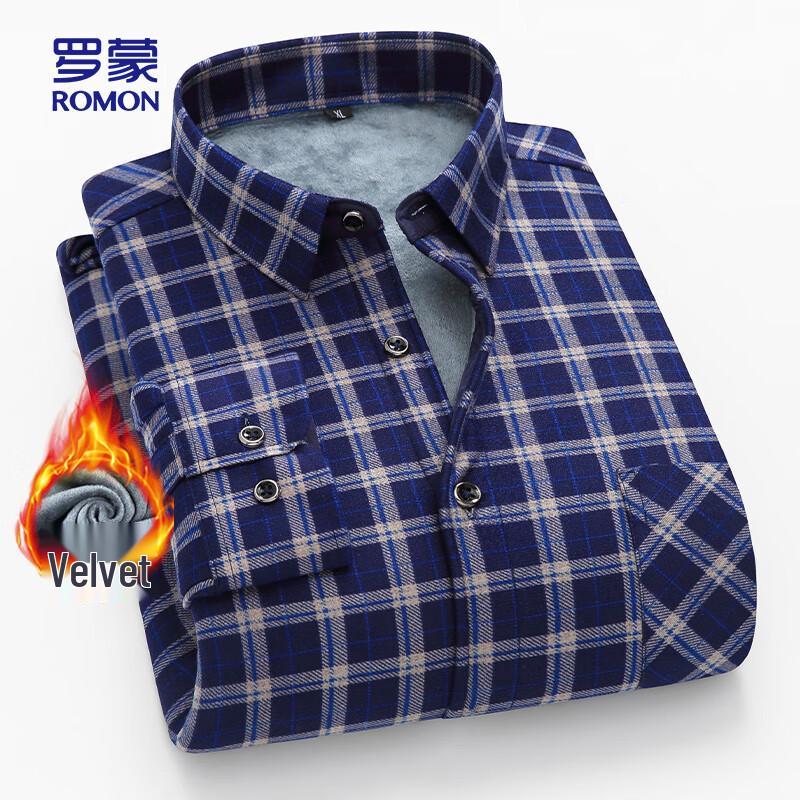 ROMON Men s Thickened Thermal Business Casual Shirt BN2488 175/40