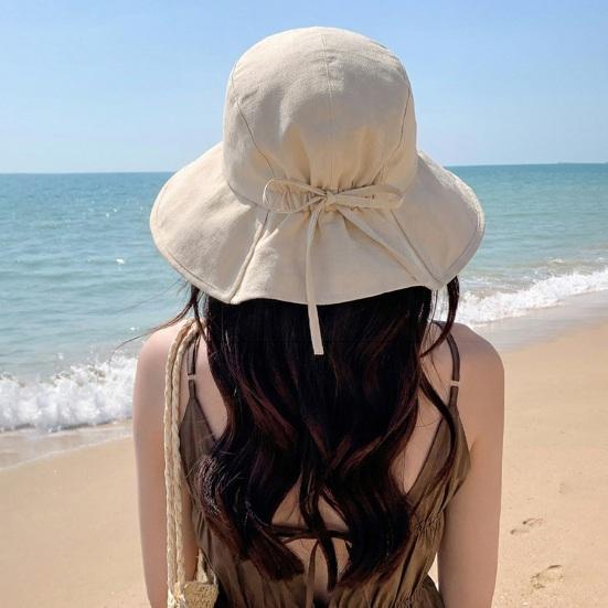 Bucket Hat Wide Brim Adjustable Fit Lace-up Fisherman Hat Foldable Travel Outdoor UV Blocking Windproof Sun
