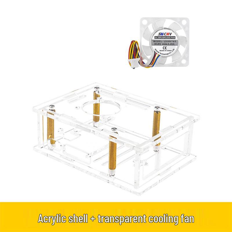 Raspberry Pi 5 Acrylic Case with Cooling Fan