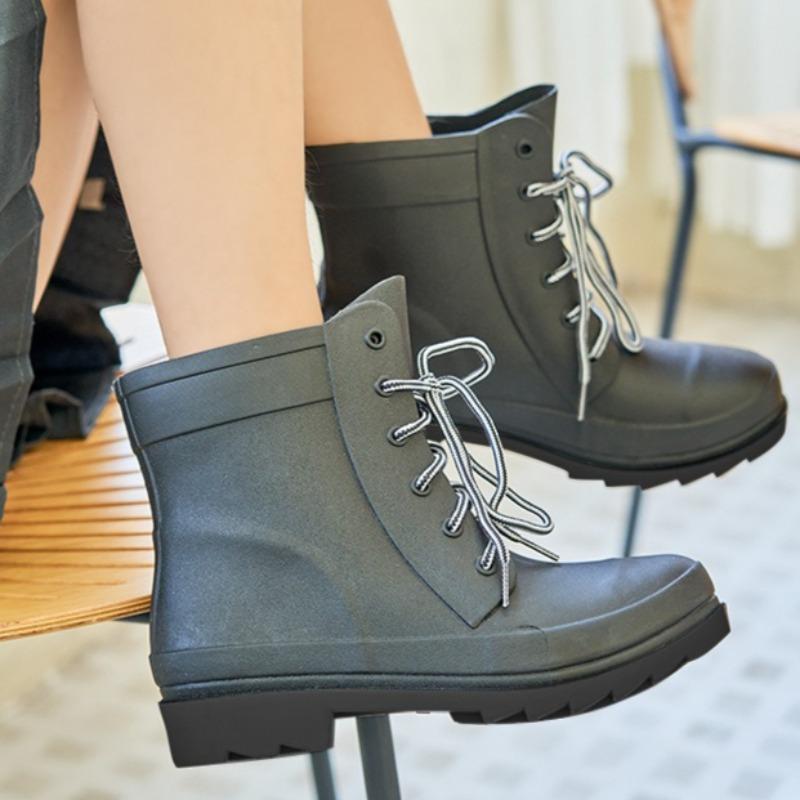 High-top Sports Shoes for Women 2025 Autumn Flat Shoes Casual Versatile with Outdoor Rain Boots Outdoor Knight Women Boots