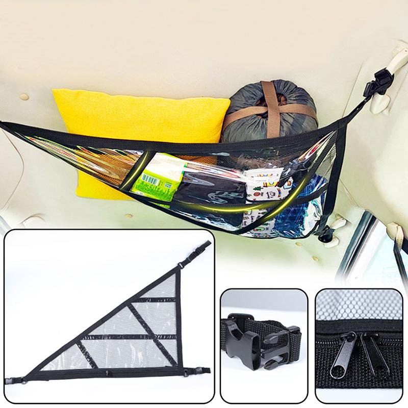 Dreieckiges Deckenaufbewahrungsnetz Doppellagiges Netz Anti-Fall Suv Dach Organizer Verstellbare Auto Innenraum Ladungsaufbewahrungstasche