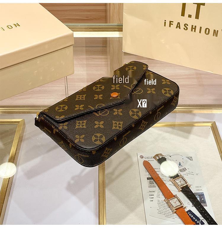 Geantă Mini Crossbody Plic cu Lanț Floral Retro 2025