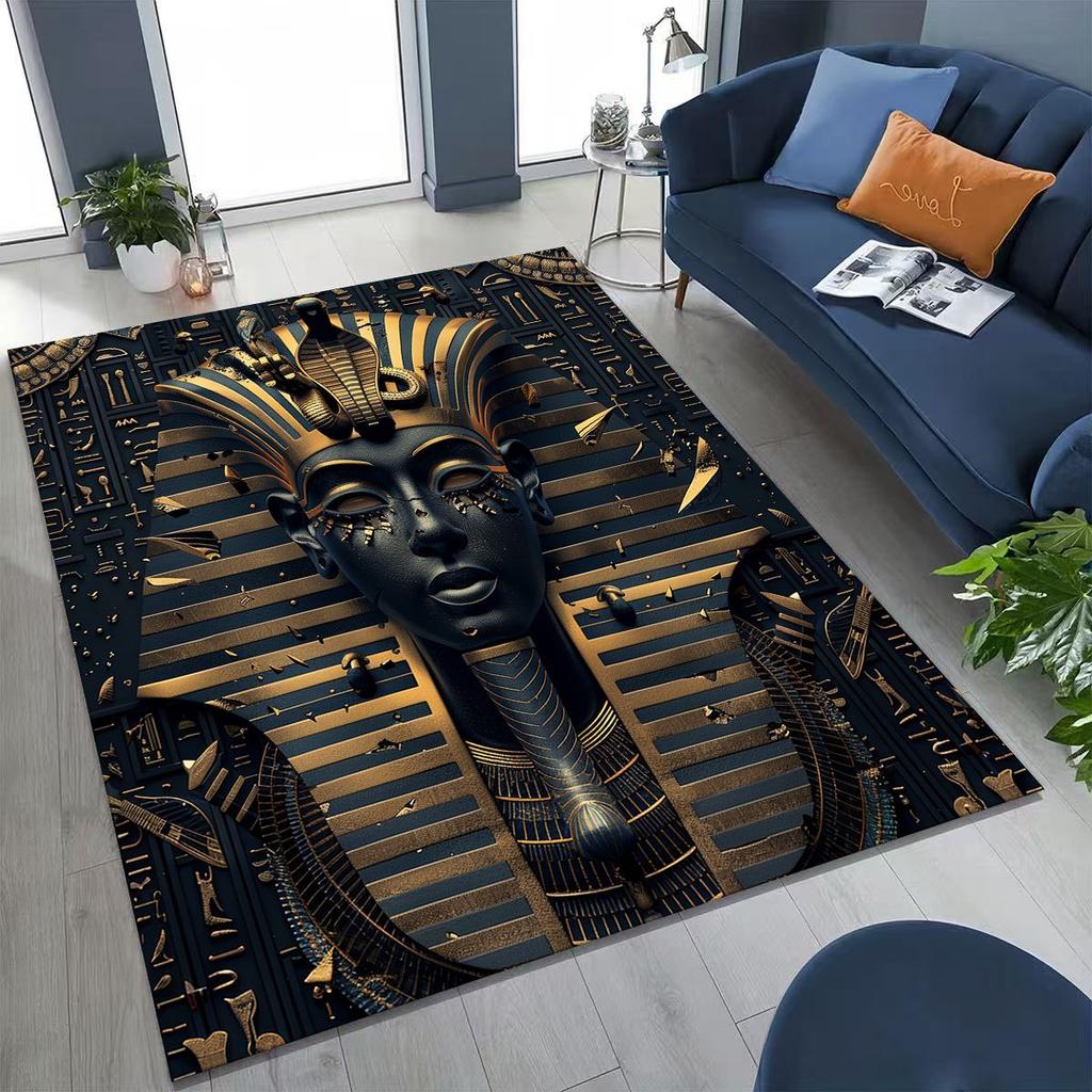 Ancient Egyptian God Dead Anubis Pharaoh Tutankhamun Mask Rug for Bedroom Living Room Sofa Home Doormat Decor,Non-slip Floor Mat