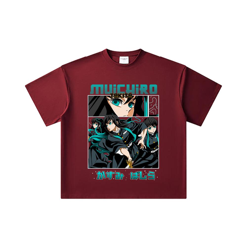 260 GSM Double Yarn 32 Count 100% Cotton Demon Slayer V8 Mitsuri Print Unisex Heavy Cotton T Shirt