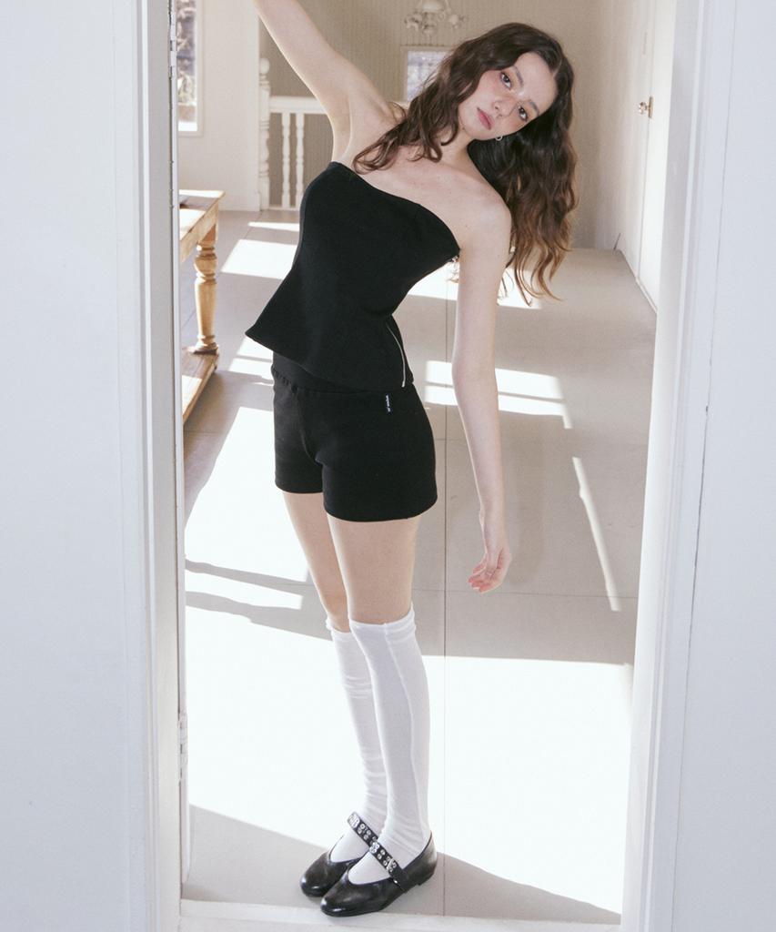 Lense Micro Ribbed Banding Short Pants Black