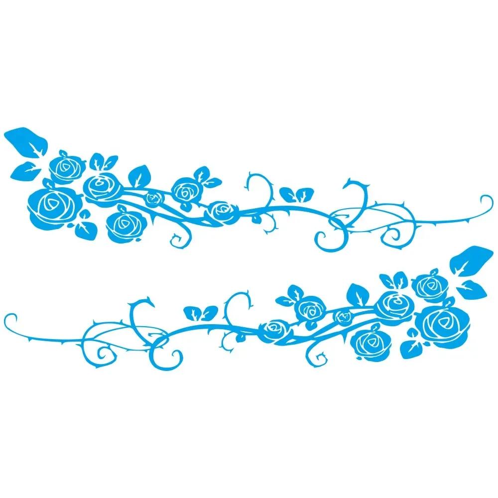2pcs/lot 2Sides Door Vinyl Car Sticker Art Design Floral Pattern Stylish Decoration Modified Rose Flower Vine Car Decal Stickers