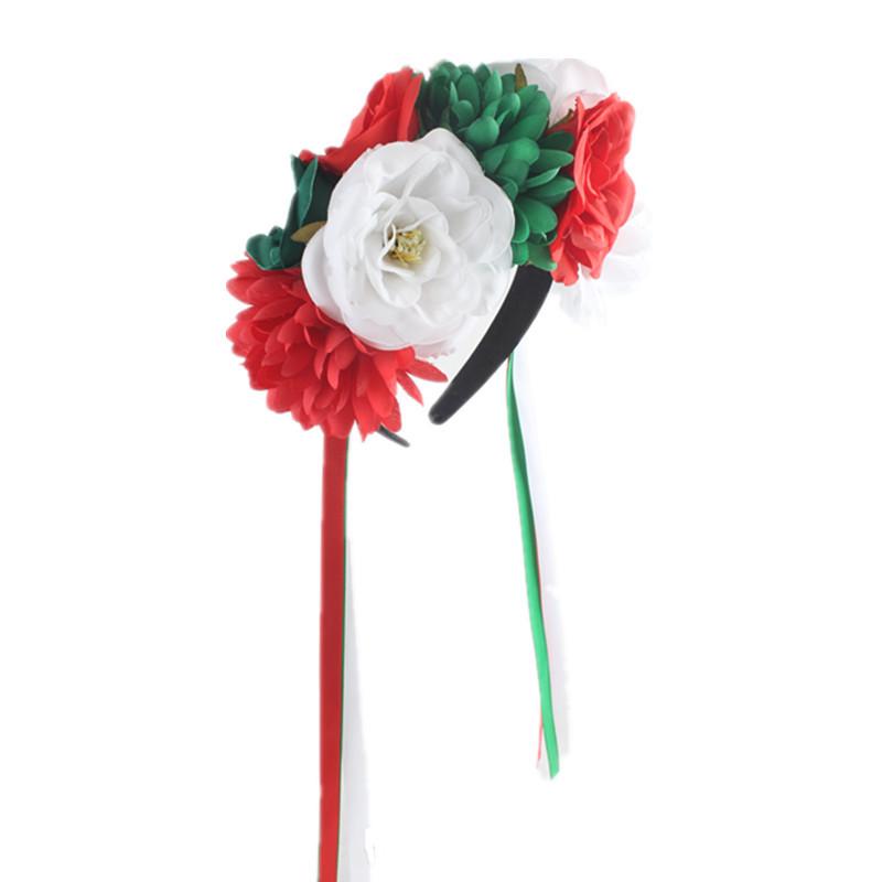 European & American Prom Christmas Flower Headband: Chrysanthemum & Camellia Ribbon Hair Accessory