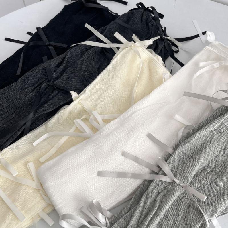 Bow Ribbon Socks, Women's Calf Socks, High Appearance Level, Ballet Style, Mesh Patchwork, Lolita Over-the-knee Socks