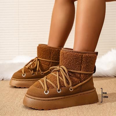 European and American Large-size Cross-strap Thick-soled Suede Snow Boots, Winter New Low-tube Thermal Cotton Shoes for Women