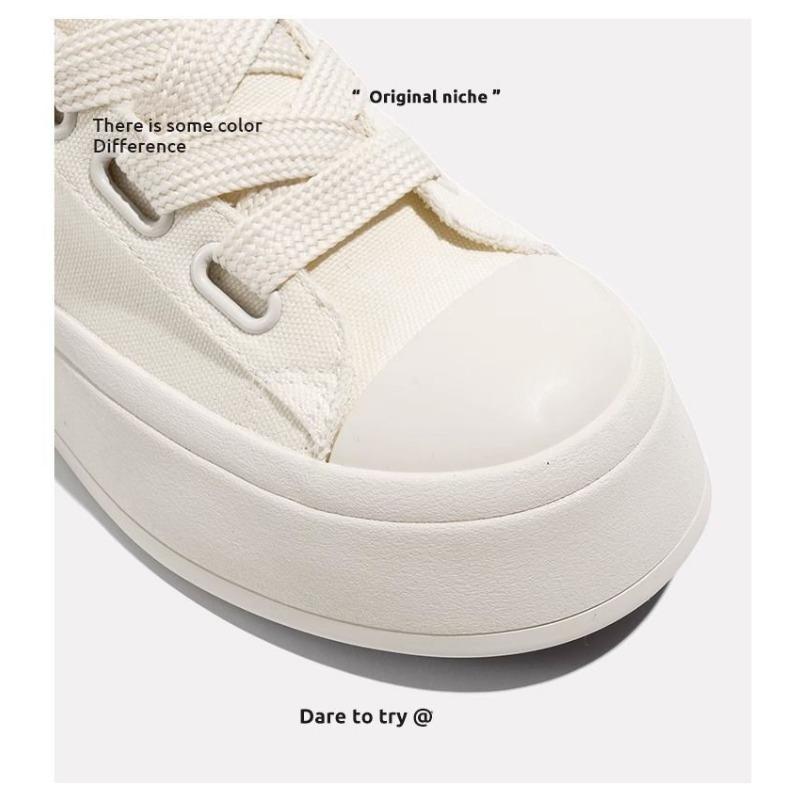 Thick-soled women's shoes, niche casual shoes, versatile canvas shoes, fashionable temperament shoes