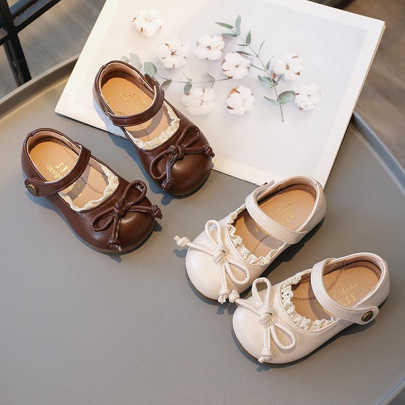 Spring New Children Leather Shoe Girl Princess Shoes Soft Soled Anti Slip Kids Shoe Fashion Bow Tie Girl Shoes Girl Single Shoe
